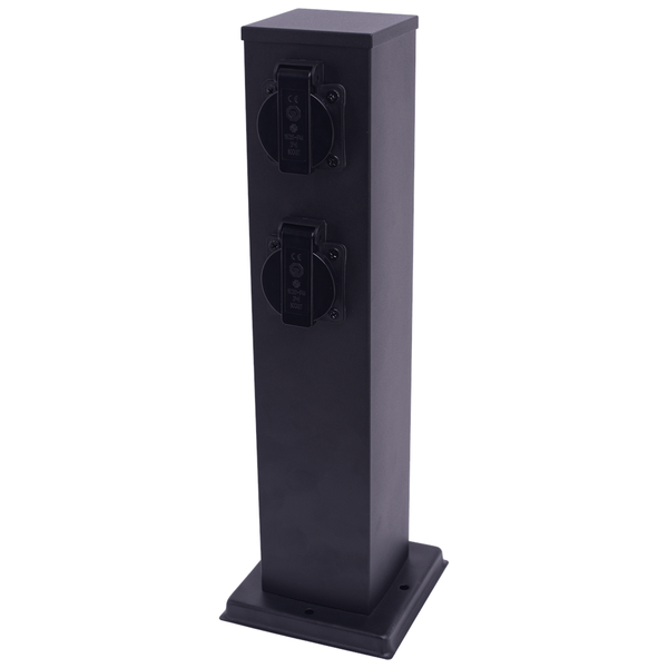 Słupek 2-gniazda Electric EKO0432 na taras metalowy czarny
