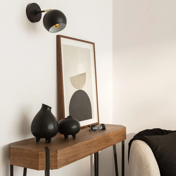 Metalowa lampa ścienna Librio ABR-KWS-E27 Abruzzo czarny złoty