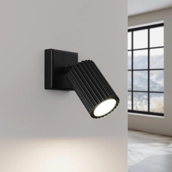 Regulowana lampa ścienna KARBON SL.1578 tuba ryflowana czarna