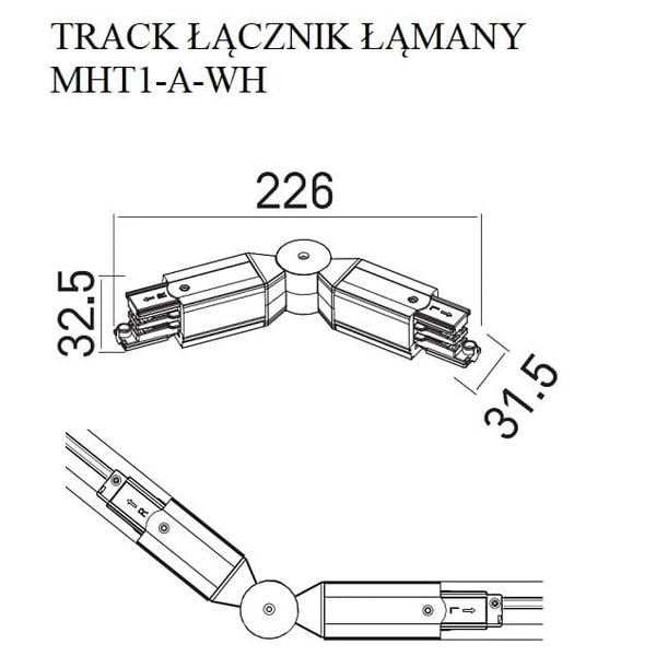 Łącznik łamany do szyny 3-fazowej DOBAC MHT1-A-WH Maxlight przewód biały