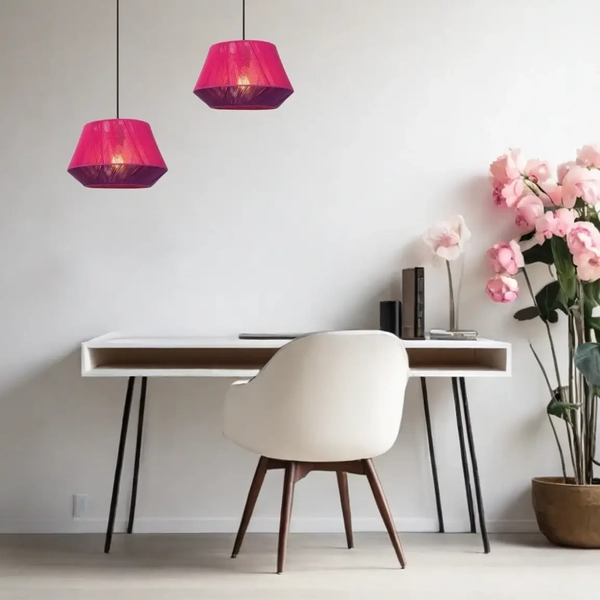 Tkaninowa lampa wisząca Jessica 10421/30/66 Lucide abażur różowy czarny