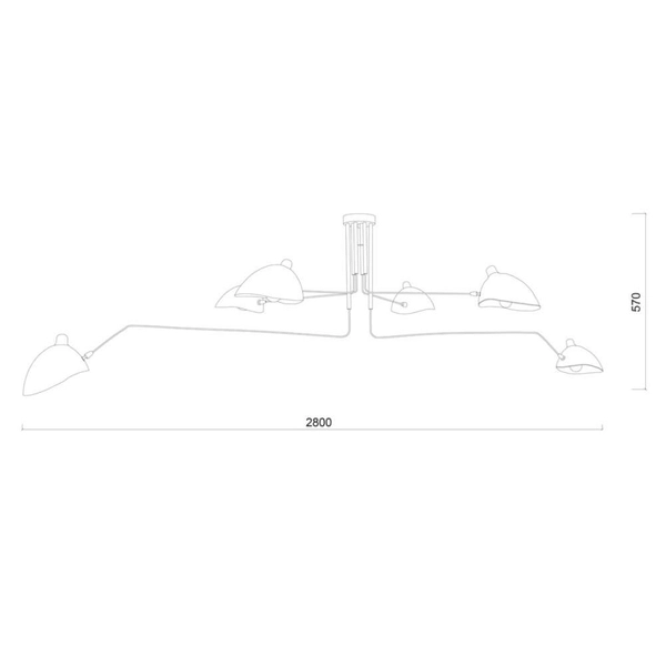 LAMPA sufitowa DAVIS MDE610/4+2 Italux metalowa OPRAWA na wysięgnikach retro czarna