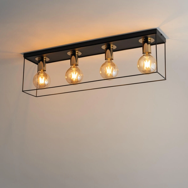 Podłużna lampa sufitowa Vox 40705 Sigma do salonu czarna złota