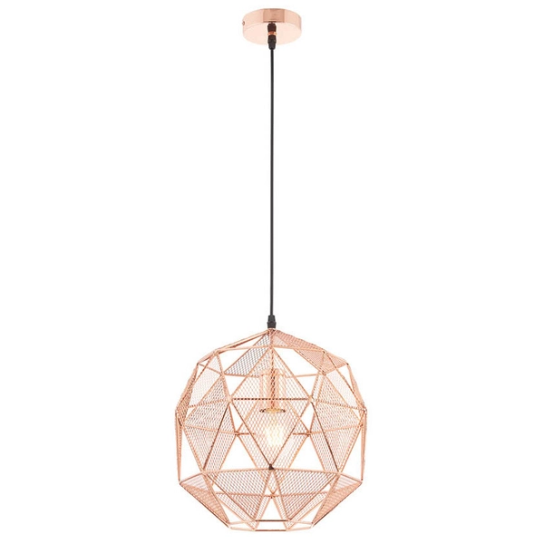 Wisząca lampa metalowa Armour 72815 do salonu ażurowa miedziana