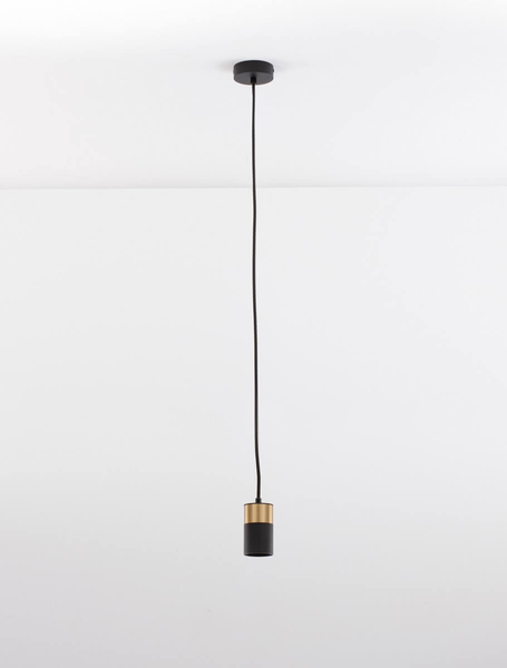 Nowoczesna lampa wisząca Cayes okrągły zwis czarny złoty