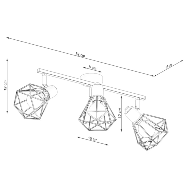 Lampa sufitowa ARTEMIS czarna SL.1107 industrialna 3xE14 druciana