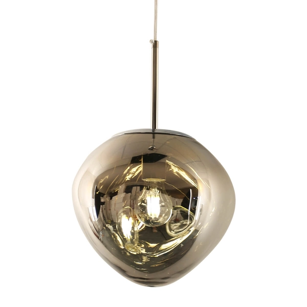 Połyskująca lampa wisząca GLAM MP-1239-380 chrome bańka ognista srebrna