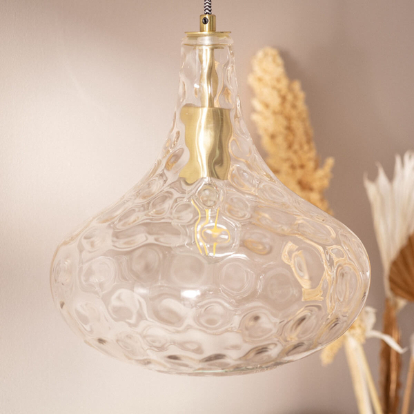 Szklana lampa wisząca Pico ABR-LWS Abruzzo nad stół złoty przezroczysty