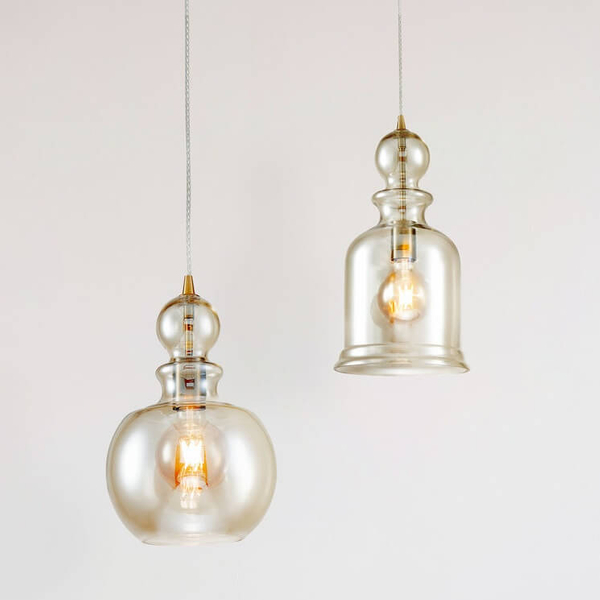 Okrągła lampa wisząca Ton P003PL-01BZ metal bursztynowa