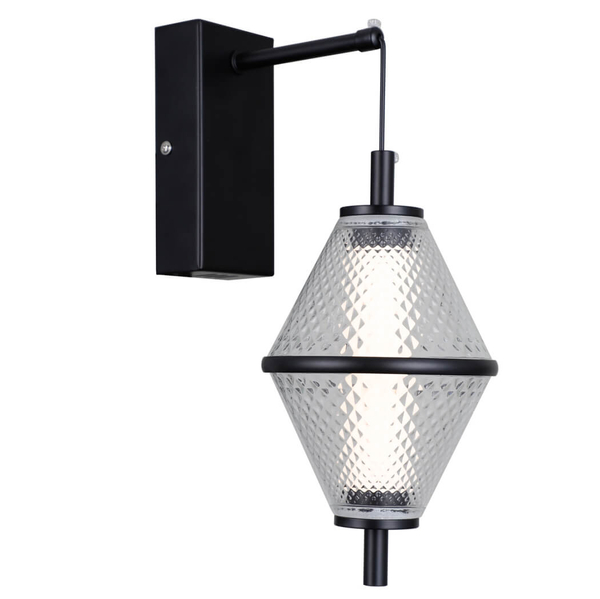 Kinkiet szklany Fuente WL-34395-1-BK LED 5W 3000K czarny przezroczysty