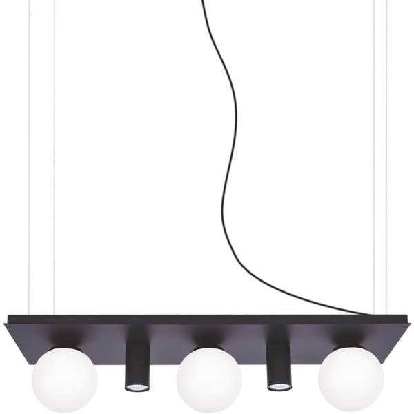 Lampa wisząca Plant Shelf 5555 Zumaline półka na rośliny kule czarne białe