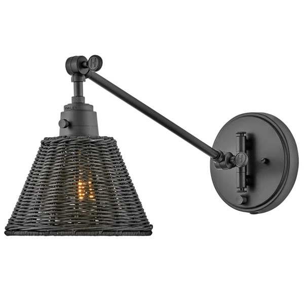 Naturalny kinkiet Arti HK-ARTI-1W-BK-BR rattan czarny mosiądz