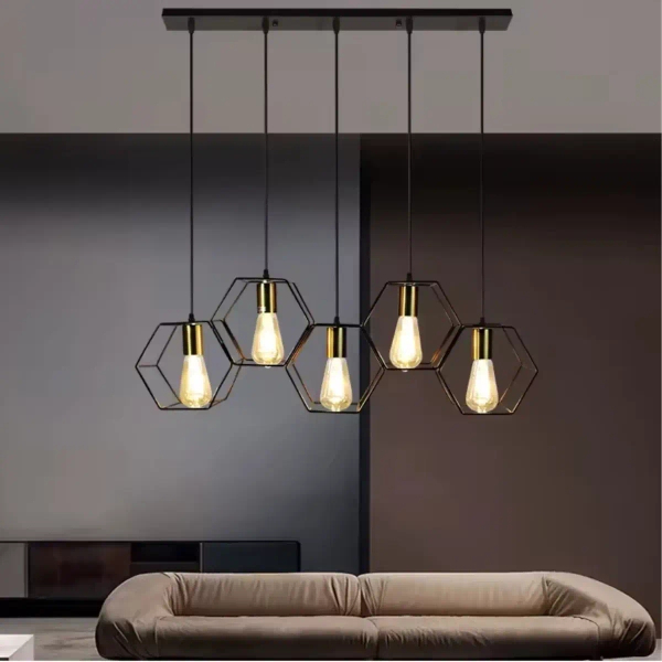Wisząca lampa na listwie Honey ABIGALI-LWH-5XE27 plaster miodu czarna