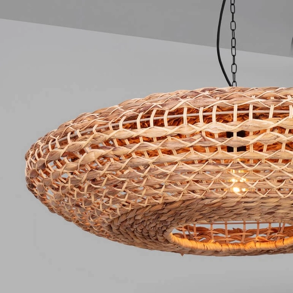 Wisząca lampa nad stół GUARDIA LE44579 japandi naturalna czarna