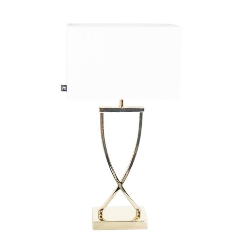 Stojąca lampa sypialniana Omega na szafkę nocną biała złota