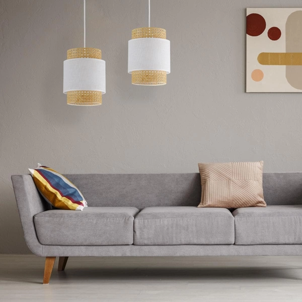 Ekologiczna lampa wisząca ratanowa Boho 6528 TK Lighting biała słomkowa