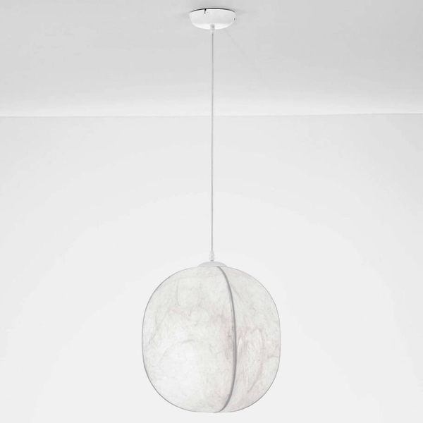 Owalna lampa wisząca MAPIRI LE44747 pajęczyna do salonu jedwabna biała