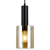 Skandynawska LAMPA wisząca SARDO PND-5581-1-BK+AMB Italux szklana OPRAWA loftowy ZWIS tuba okrągła bursztynowa czarna
