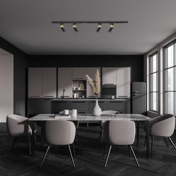 Metalowa lampa szynowa jedofazowa NEO ML0279 tubka czarna złota