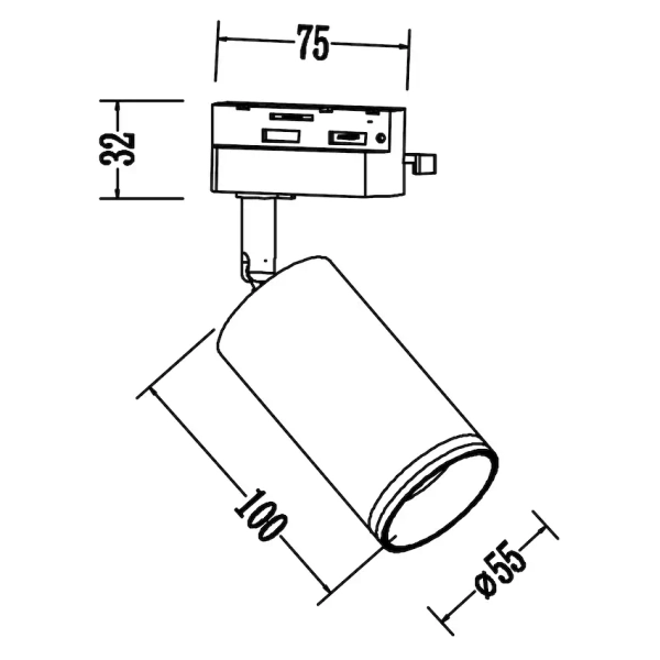 Jednofazowa lampa szynowa Pipe Ring Track ML2065 tubka cylinder czarny