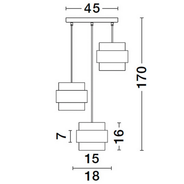 Potrójna wisząca lampa nad stół Vieja LE42624 czarna złota