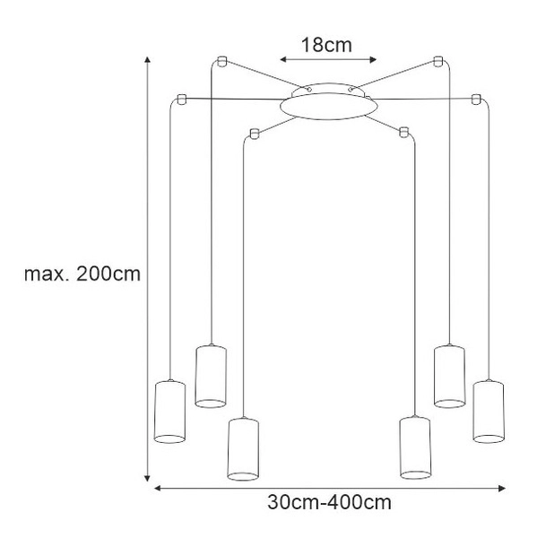 Wisząca LAMPA pająk Puerto K-4898 Kaja tuby metalowe czarny