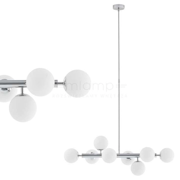 Modernistyczna LAMPA wisząca CUMULUS 10753803 Kaspa metalowa OPRAWA szklane kule balls ZWIS molekuły chrom biała
