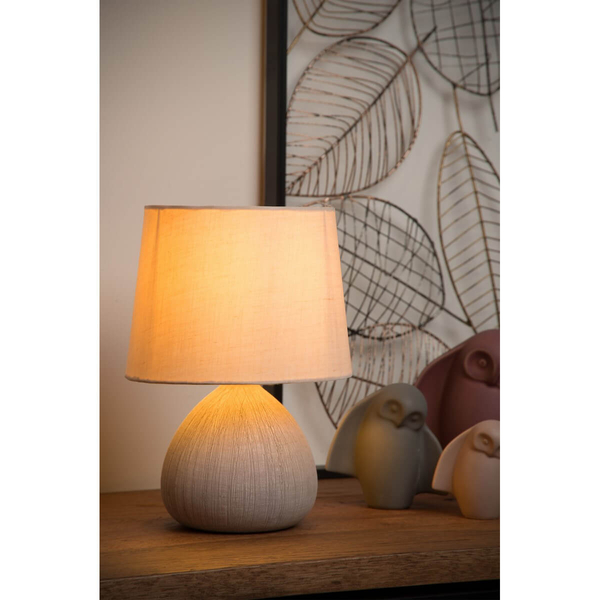 Ceramiczna lampa stołowa RAMZI 47506/81/38 z abażurem beżowa