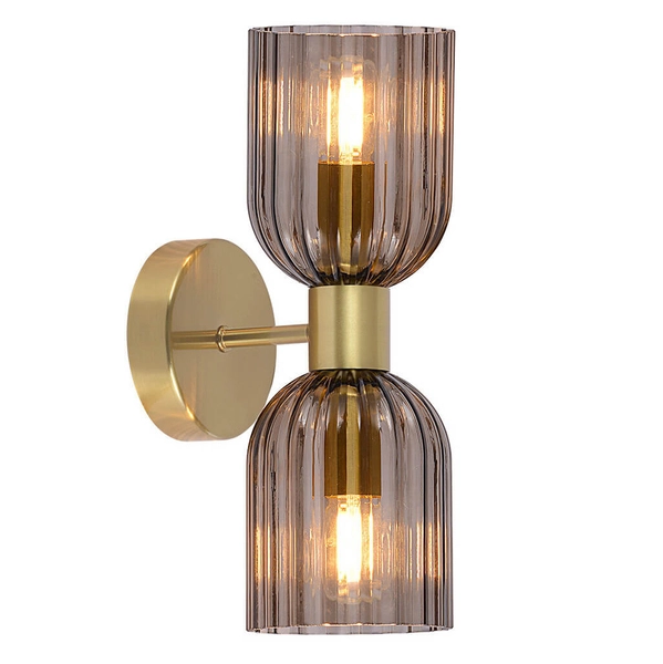 Ścienna lampa glamour Piega LP-939/2W smoked Light Prestige bursztynowa przydymiona