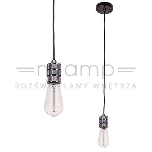 Industrialna LAMPA wisząca MILLENIA DS-M-010-03 SHINY BLACK Italux metalowa OPRAWKA kabel ZWIS przewód czarny błyszczący