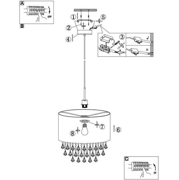LAMPA wisząca AMY 15187H3 Globo okrągła OPRAWA abażurowa ZWIS z kryształkami glamour crystal złoty