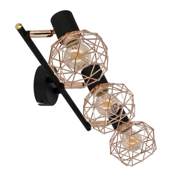 Potrójna lampa sufitowa Acrobat 93-22219 regulacja czarna miedziana