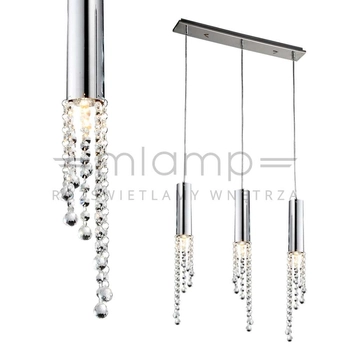 Wisząca LAMPA listwa DUERO 33-25272 Candellux szklana OPRAWA zwis LED 9W 3000-3200K tuby crystal chrom