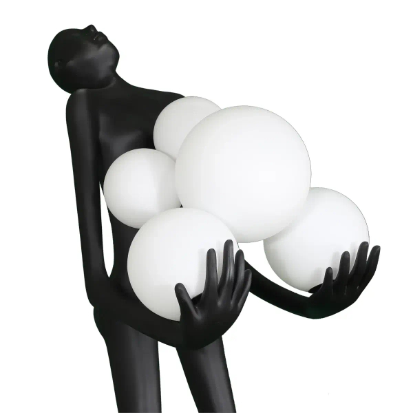 Lampa podłogowa do salonu Woman F9312 Step kule balls białe czarne