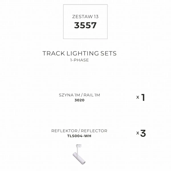 Zestaw jednoobwodowy do zestawu szynowego 3557 sufitowy biały