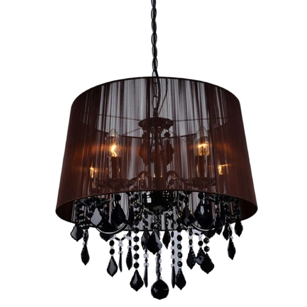 LAMPA wisząca MONA LP-5005/3P czarna Light Prestige abażurowa OPRAWA z kryształkami ZWIS glamour crystal czarny