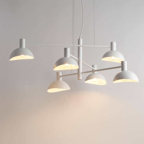 Wisząca lampa jadalniana Artis białe kopuły metalowe