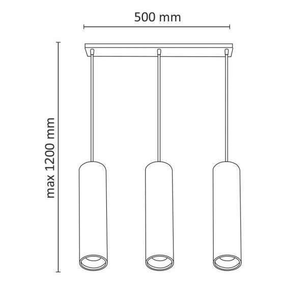 LAMPA wisząca LATI 307583 Polux metalowa OPRAWA listwa ZWIS tuby czarne
