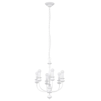 Biała lampa świecznikowa Castella zwis na łańcuchu nad stół