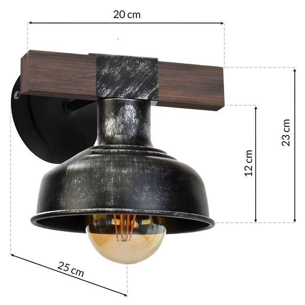 Ścienna LAMPA rustykalna FARO MLP6241 Milagro metalowa OPRAWA okrągły kinkiet belka industrialna czarna