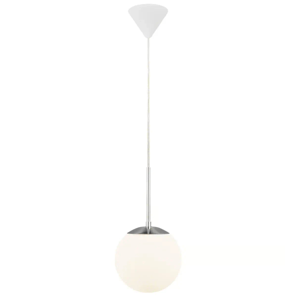 Wisząca lampa szklana kula CAFE 39563001 do salonu biały srebrny