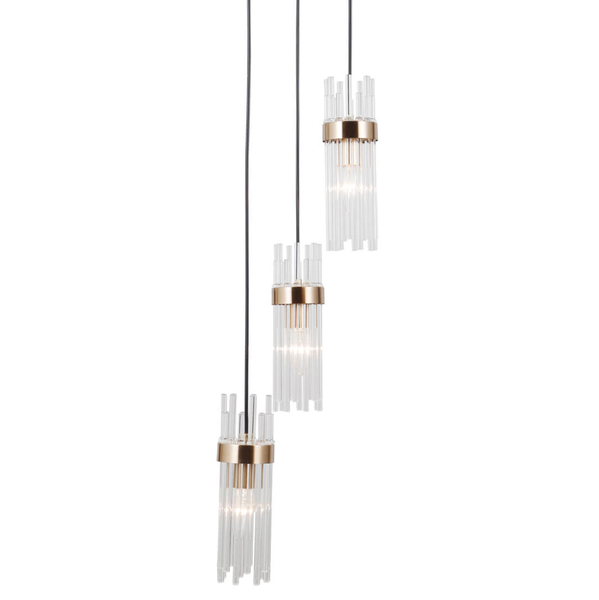 Wisząca lampa nad stół Taraso PND-40760-3-BK-HBR czarny złoty przezroczysty