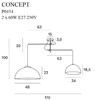 Industrialna lampa wisząca CONCEPT P0454 druciany żyrandol złoty