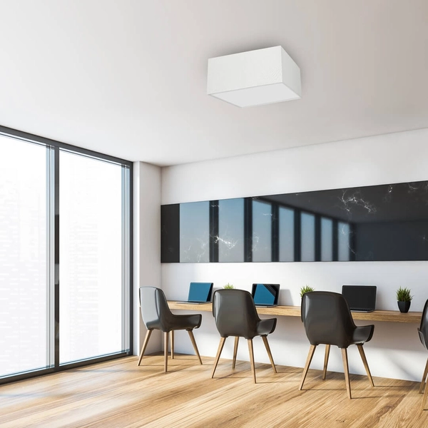 Kwadratowa lampa sufitowa Albion natynkowa do holu biała