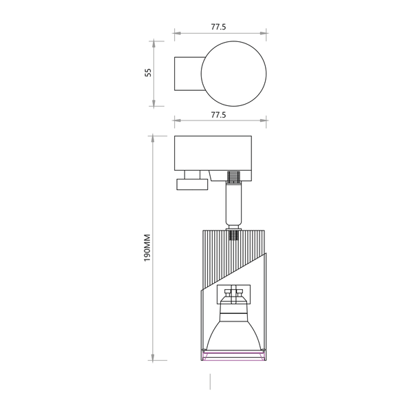 Metalowa lampa szynowa jedofazowa NEO ML0279 tubka czarna złota