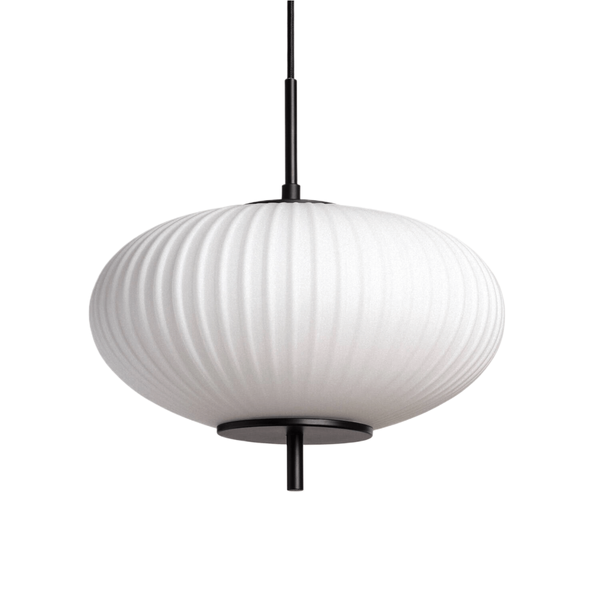 Lampa wisząca ryflowana Culaccino ABR-LWS-CUC-C szklany czarna biała