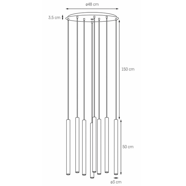 Minimalistyczna wisząca lampa LED Roll 11174802 Kaspa 33,6W 3000K czarna