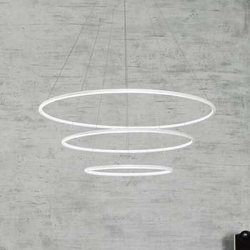 LAMPA wisząca DONATELLA 2545 Rabalux metalowa OPRAWA futurystyczna LED 95W 4000K zwis pierścienie rings białe