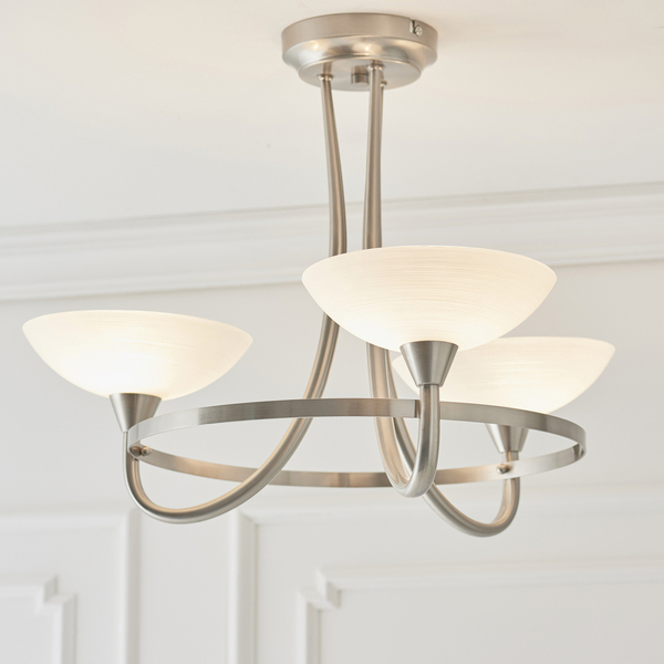 Lampa wisząca CAGNEY-3SC Endon 3-punktowa satynowy chrom biała