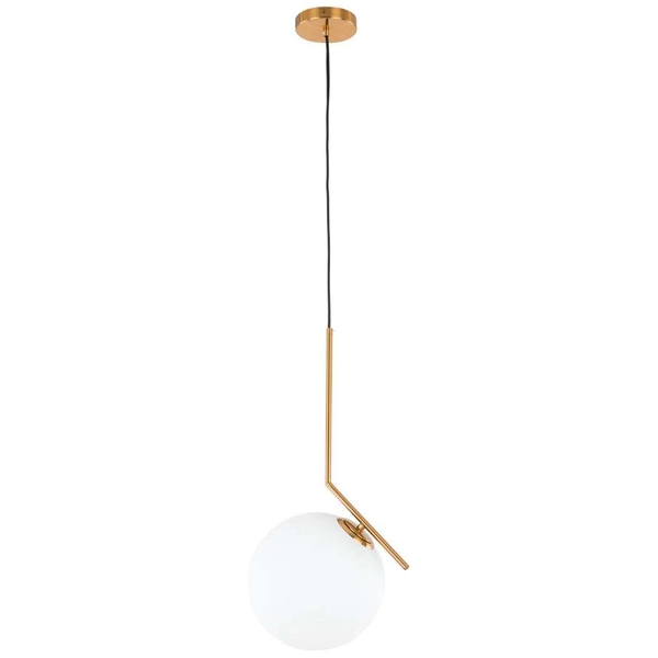 LAMPA wisząca CONDI MDM-7475/1-M-G MDECO szklana OPRAWA modernistyczny zwis kula ball mosiądz biała